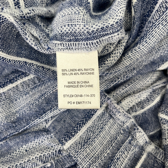 Anthropologie Cloth & Stone Navy Striped Sleeveless Linen Blend Jumpsuit Large - Picture 6 of 11